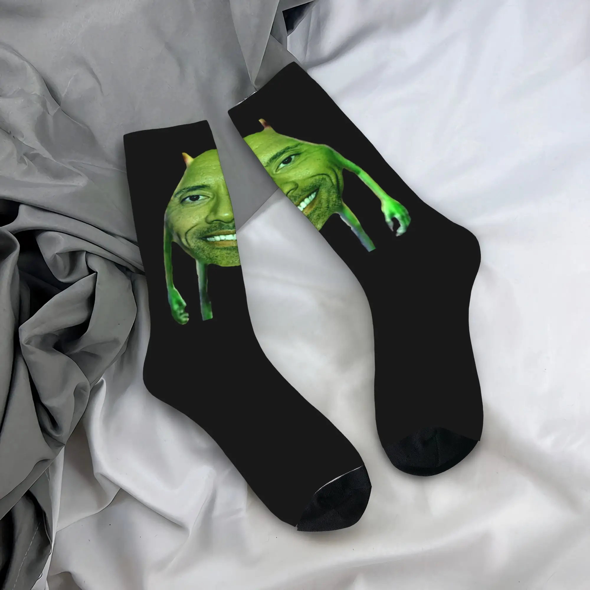 

Custom Cute Dwayne The Rock Johnson Meme Socks Men Women Warm 3D Printing Sports Basketball Socks