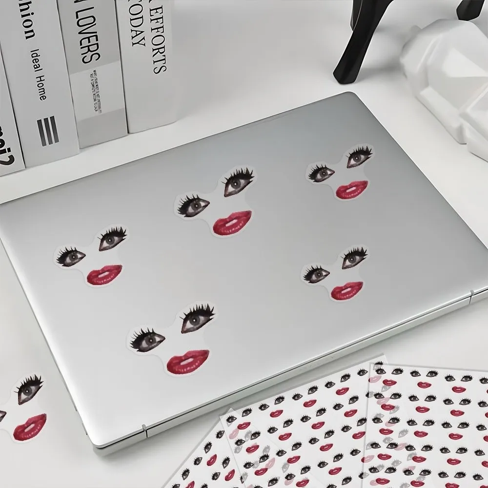 PVC Big-eyed Red-lipped Expression Sticker Waterproof Abstract Pattern Phone Decoration Sticker Self Adhesive