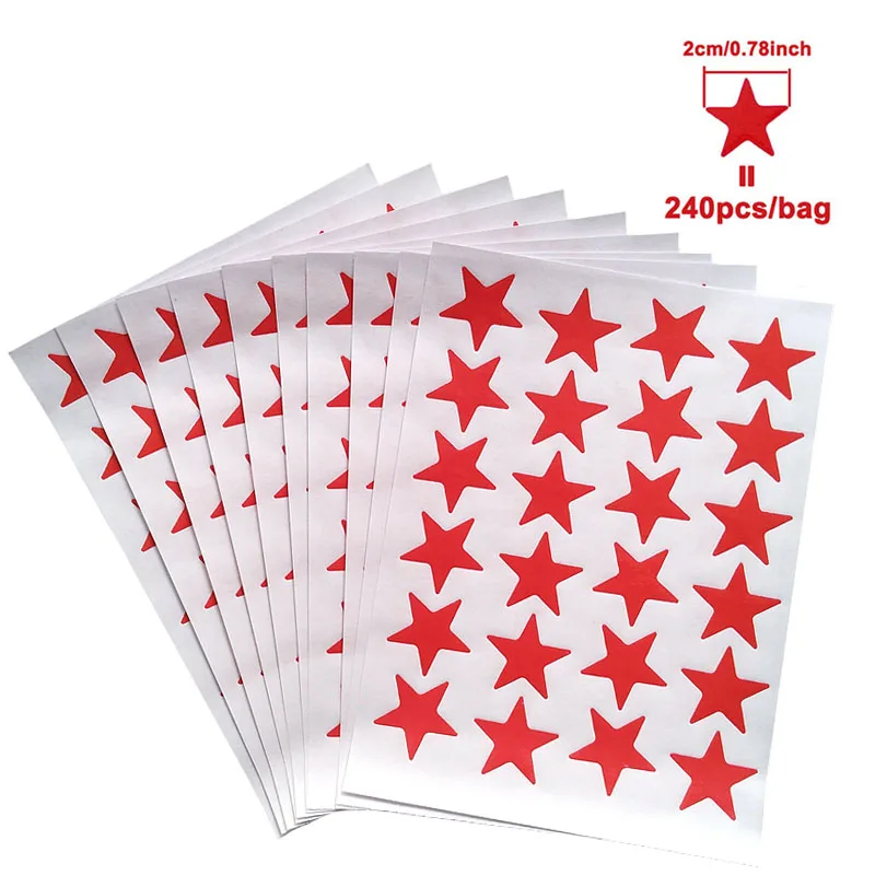 10 Sheets/Pack Red Five Pointed Star Stickers Encouragement and Reward Stickers for Primary School Students Praise Stickers