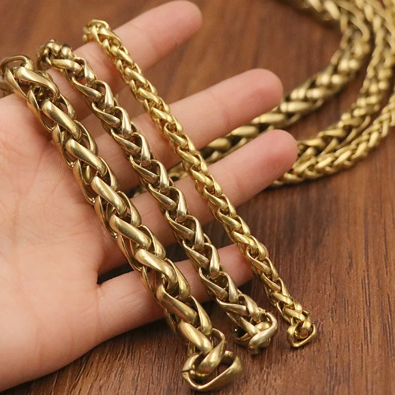【CLEL】10Way Brass Wallet Chain Brass Wallet Chains 4-10mm Men's Keychain Buckles