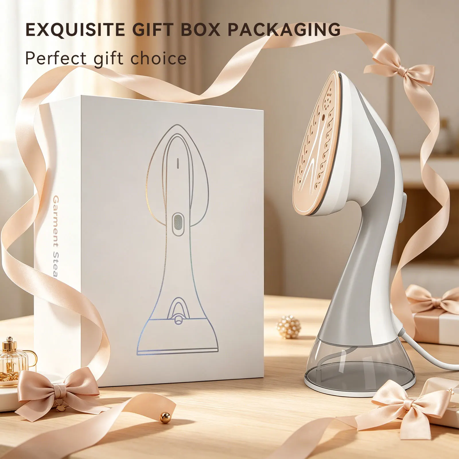 1100W 2‑in‑1 Handheld Garment Steamer, Electric Steam Iron with 335ml Large Water Tank, Fast Heating Wrinkle Remover, Portable Flat Iron for Home & Travel, Compatible With All Clothing Fabrics