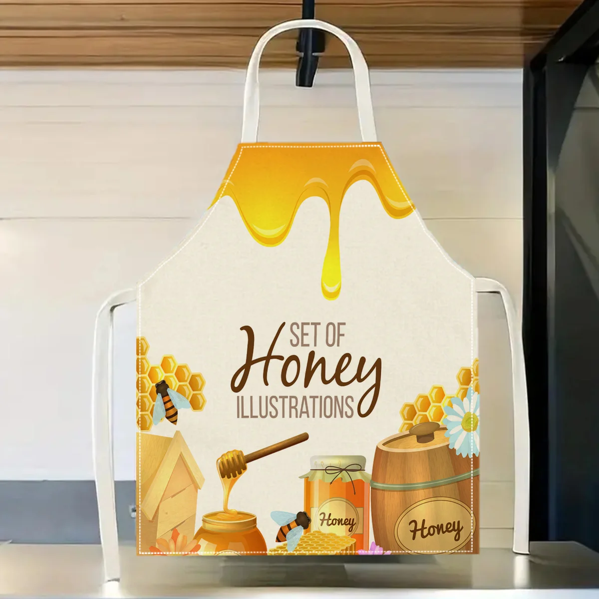 

Фартук с изображением пчелы, 1 шт., милый кухонный подарок для приготовления пищи и выпечки, оригинальный дизайн для домашней кухни и выпечки