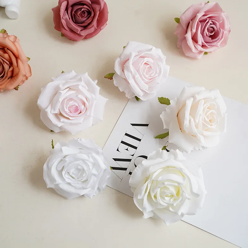 Großhandel Rosenblütenkopf 9 cm großer simulierter Corolla Rosenkopf für Fotografie Blumenarrangement Wandkranz Dekor gefälschte Blumen – Detail 7