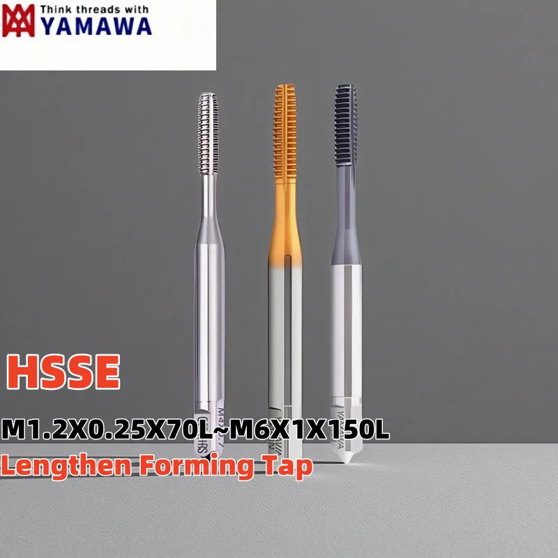 Japan YAMAWA HSSE Lengthen 80MM 100MM 120MM 150MM  Forming Tap TC50 TICN-Coating M1.2M1.4 M2M2.5M2.6M3M4M5M6 Screw Thread Taps