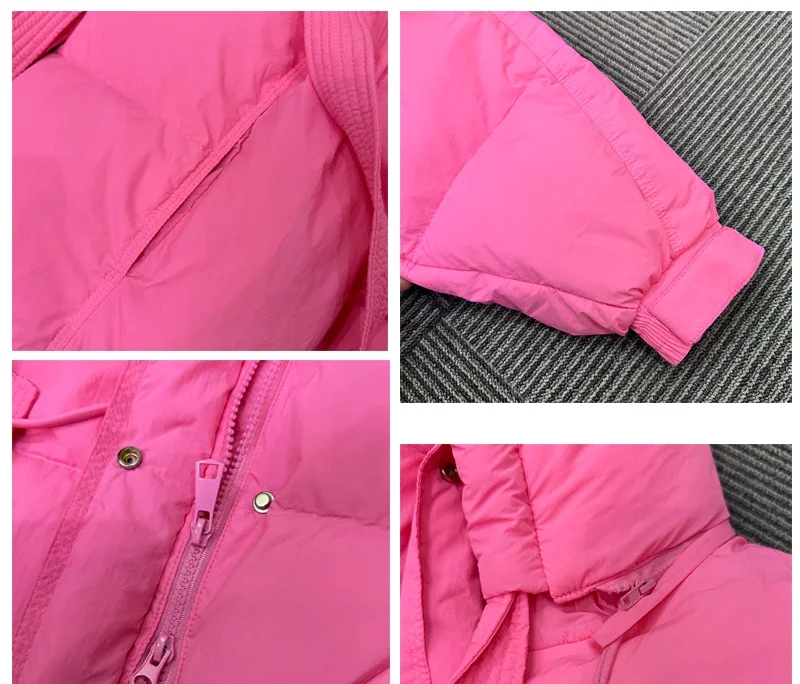 Chaqueta de plumón corta con capucha para mujer, abrigo holgado informal con manga de murciélago, plumón de pato blanco, color morado, novedad de invierno, 2023