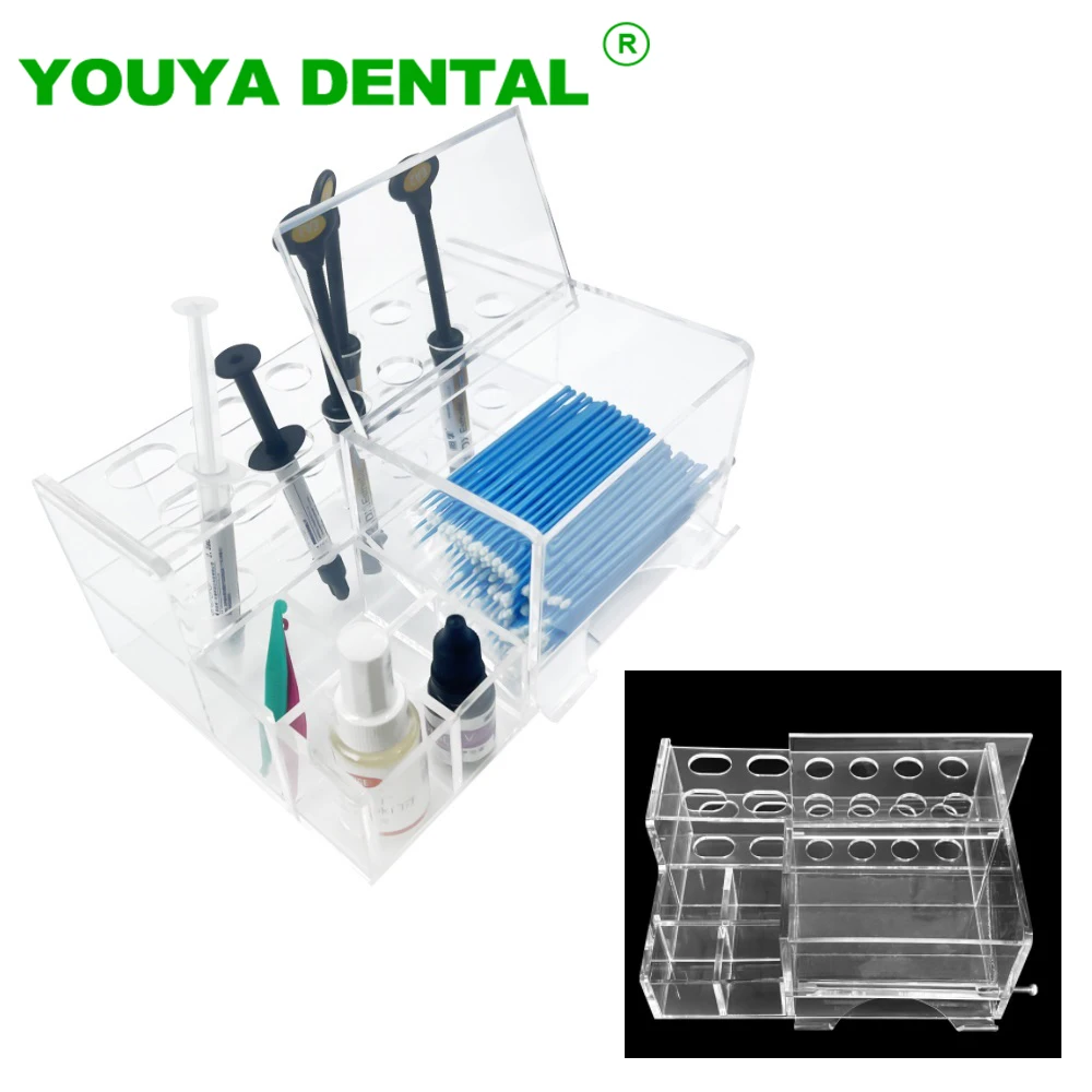 Dental Acrylic Storage Box Dentistry Adhesive Resin Placement Case Syringe Frame Large Organizer Holder For Composite Materials