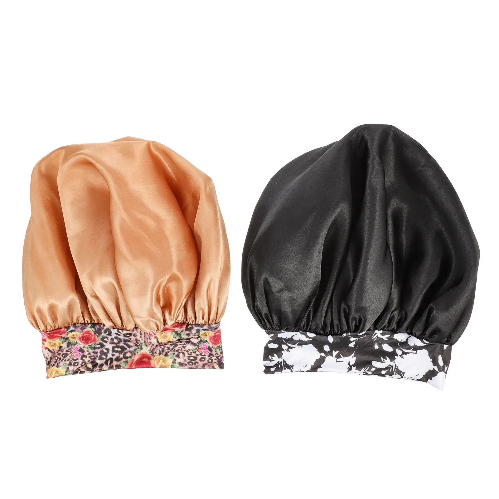 

2 шт., атласная шапочка для волос для женщин, эластичная широкая лента, шапочка для сна, антифрикционная блестящая шапочка для ухода за волосами, ночная шапка для сна, женская атласная шапка