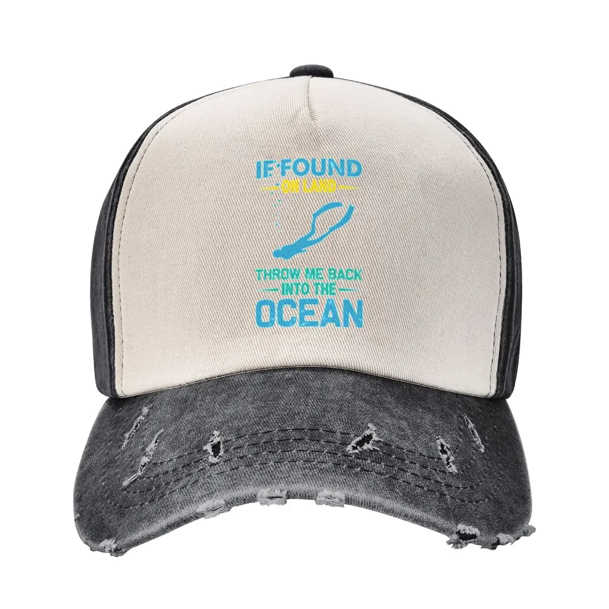 If Found On Land Throw Me Back Into The Ocean Baseball Cap funny hat Beach Man Women's