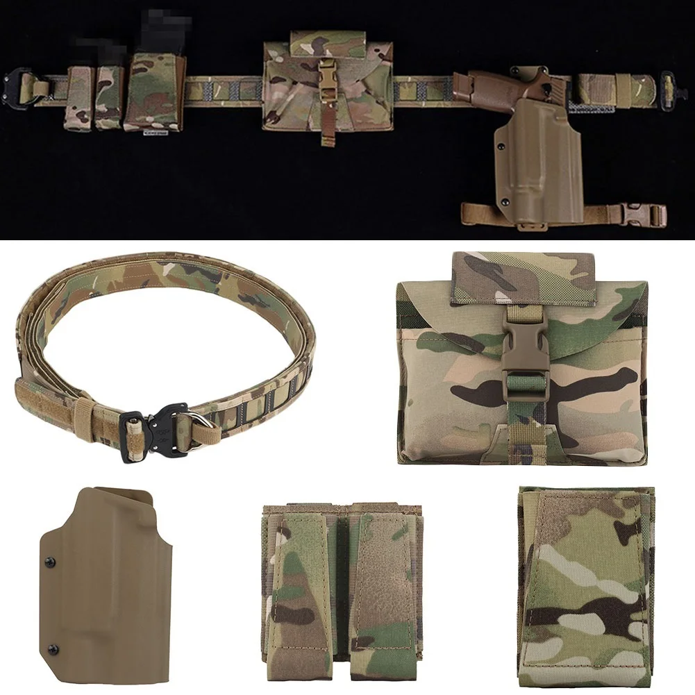 

Battle Belt with 9/5.56mm Mag Pouch, P320 Holster, Ifak Medical Pouch, Tactical Utility Duty Molle Belt Airsoft Belt Set