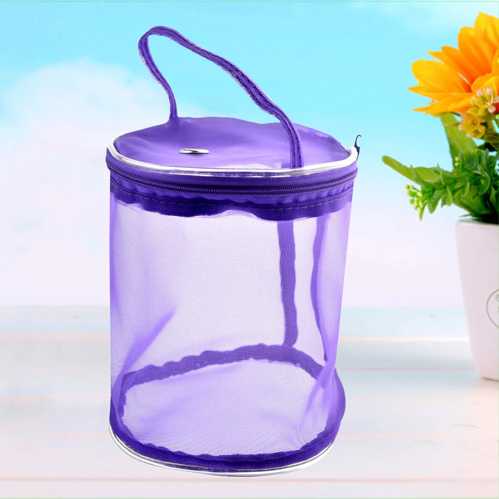 

Purple Storage Bag Tote Organizer Knitting Yarn Holder Large Tie Natural Material Wool Container Craft Supply Box