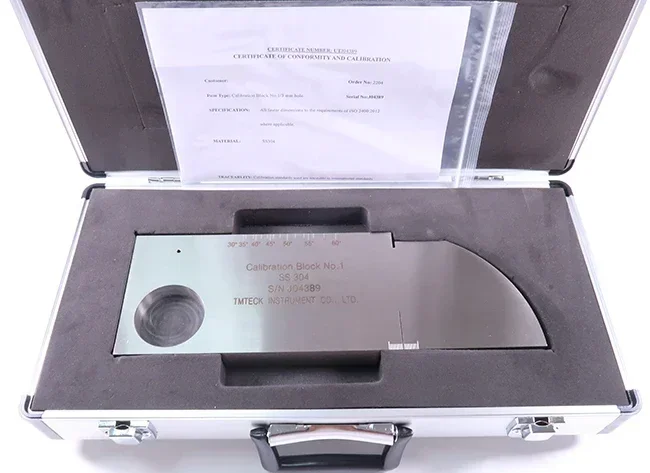 304 stainless steel V1 type Ultrasonic Calibration Test Block MM Version IIW-Type  ISO2400-2012 with Straight groove 3mm hole