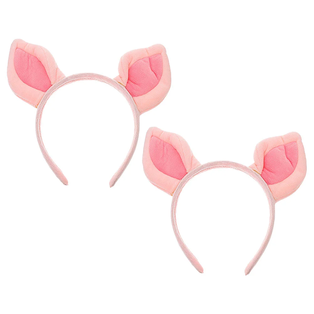 

2 Pcs Pink Pig Ears Headband Christmas Cute for Teen Girls Cosplay Headbands 12-18 Women Party Adults