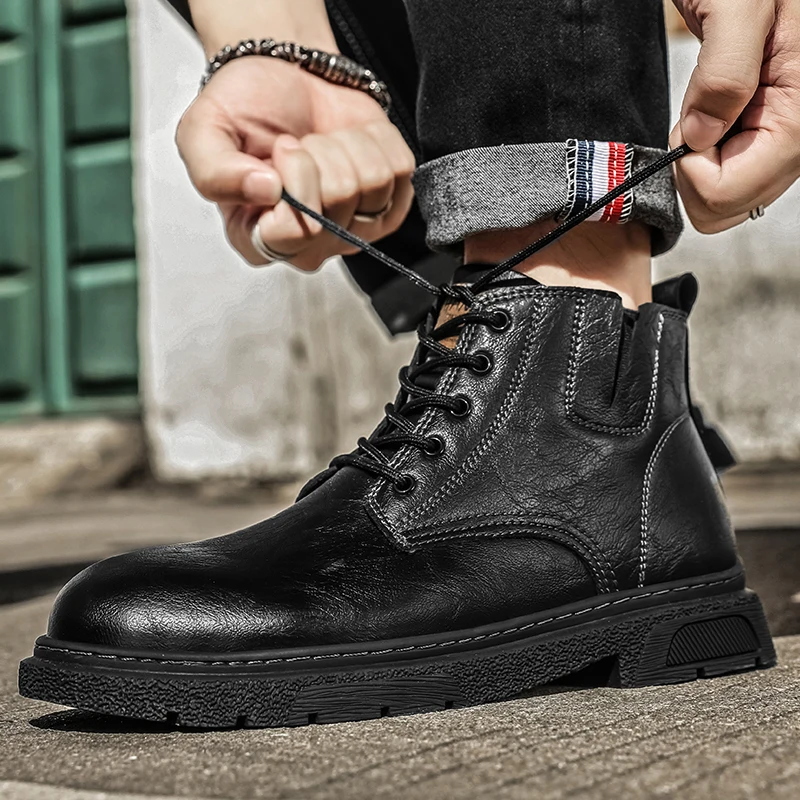 

New Men's Shoes: Chelsea Boots for Men, One-Click Slip-On Fashion Boots, Large-Size Reversible Leather Short Boots, Men's Genuin