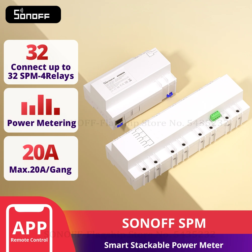 SONOFF SPM WiFi Smart Stackable Power Meter 20A/Gang SPM-4Relays Overload Protection e-WeLink APP Control SD card Local Storage