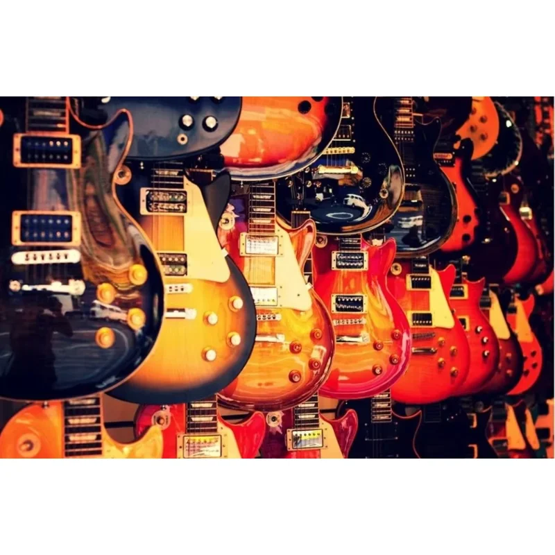 Home Decor Guitar and Microphone-Silk Art Poster Decoration Gift Wall Sticker