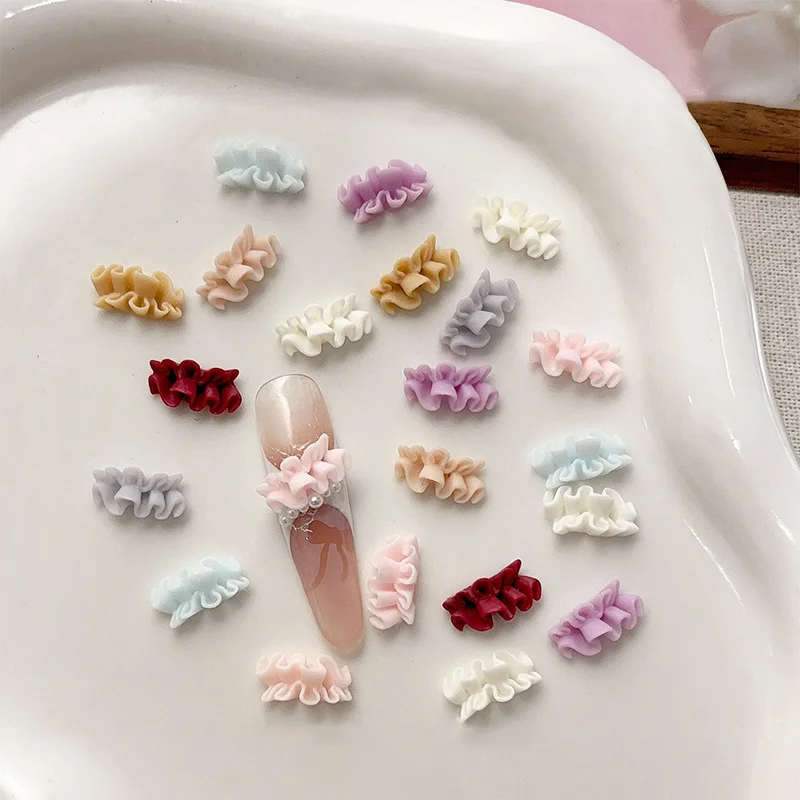 [YU]30PCS 3D French Nail Art Skirt Hemline Charms Accessories Curved Resin Lace For Manicure Nails Decoration Supplies