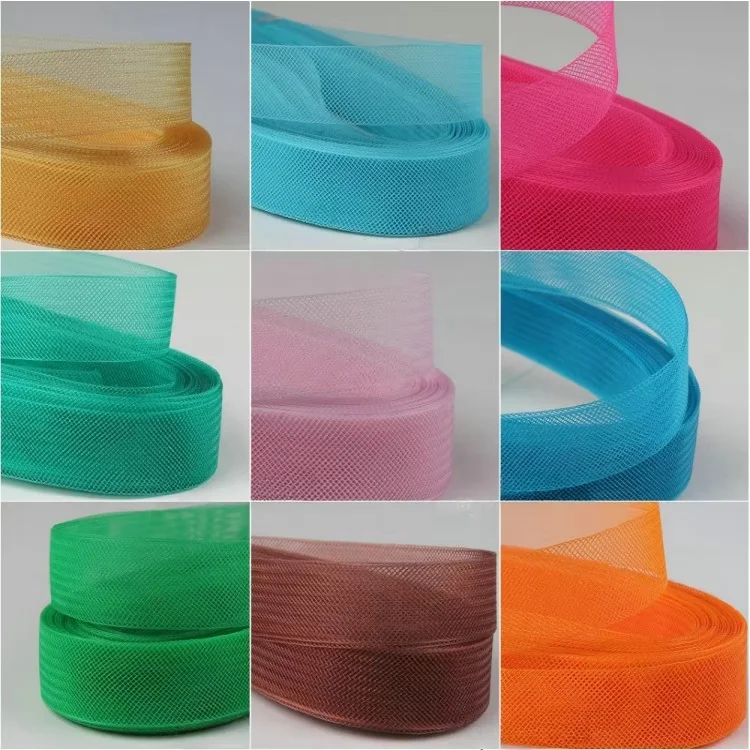 2-10cm Polyester Mesh Ribbon Flat Plain Horsehair Crinoline Braid for Hats, Crafts, Wedding Dress, Sewing DIY Accessories