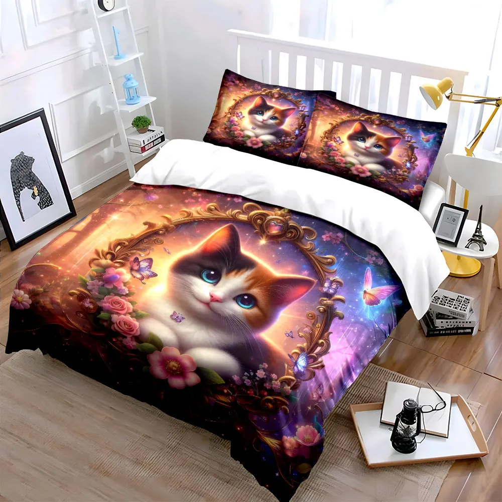 Dreamy wreath with butterfly haven Print Bedding Set 1 Duvet Cover 2 Pillowcases for Adult and Children Luxury Gift Full Size
