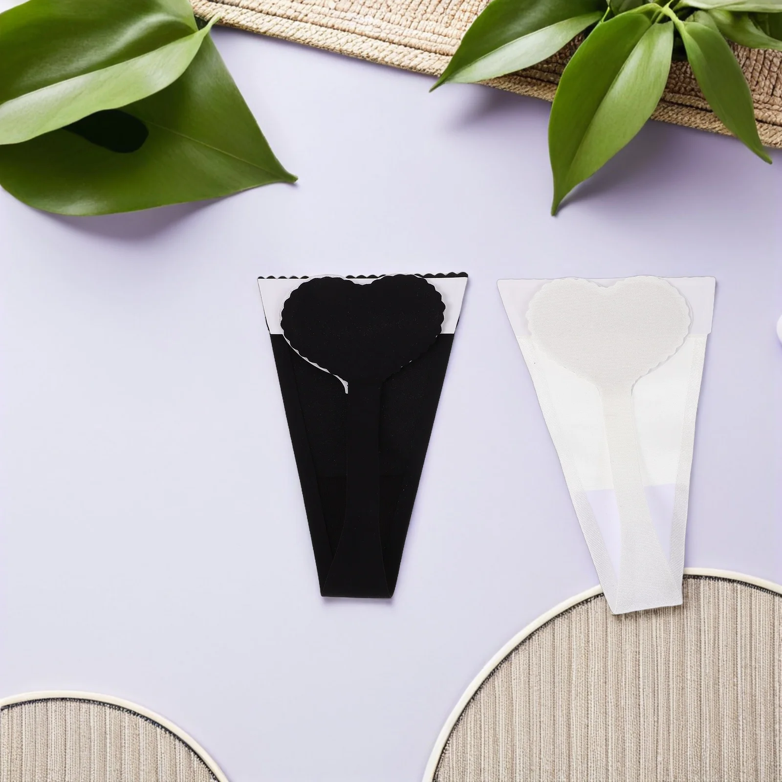 

2Pcs Heart Shaped Adhesive Thongs Invisible Seamless No Panty Line Reusable C-String Underwear Heart Underwear