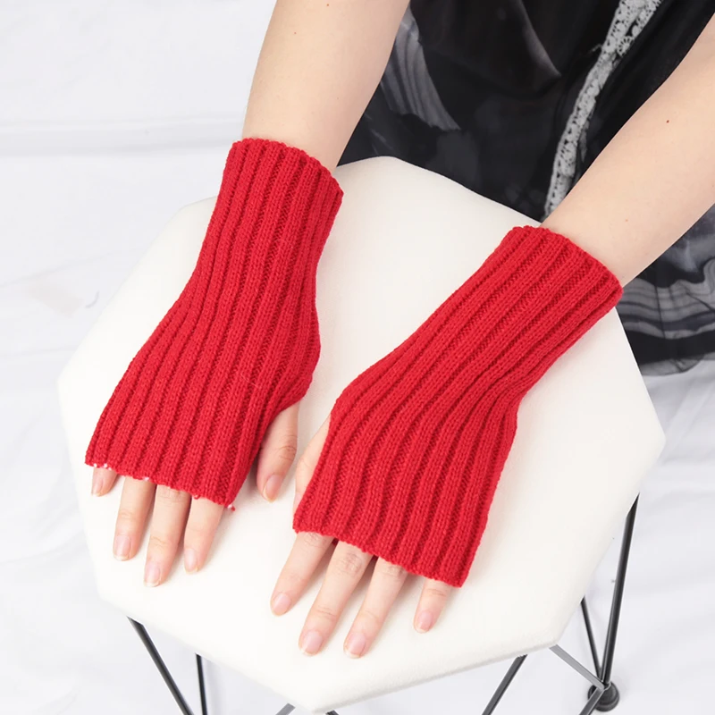 Women Gloves Fashion Hand Warmer Winter Glove Girls Arm Crochet Knitting Goth Lolita Solid Fingerless Mitten Kawaii Accessories