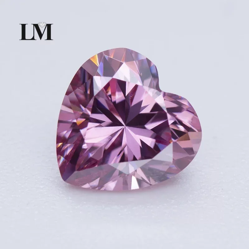 Moissanite Loose Stone Pink Color Heart Cut Gemstone Synthetic Lab Created Heat Diamond Jewelry Comes With GRA Certificate