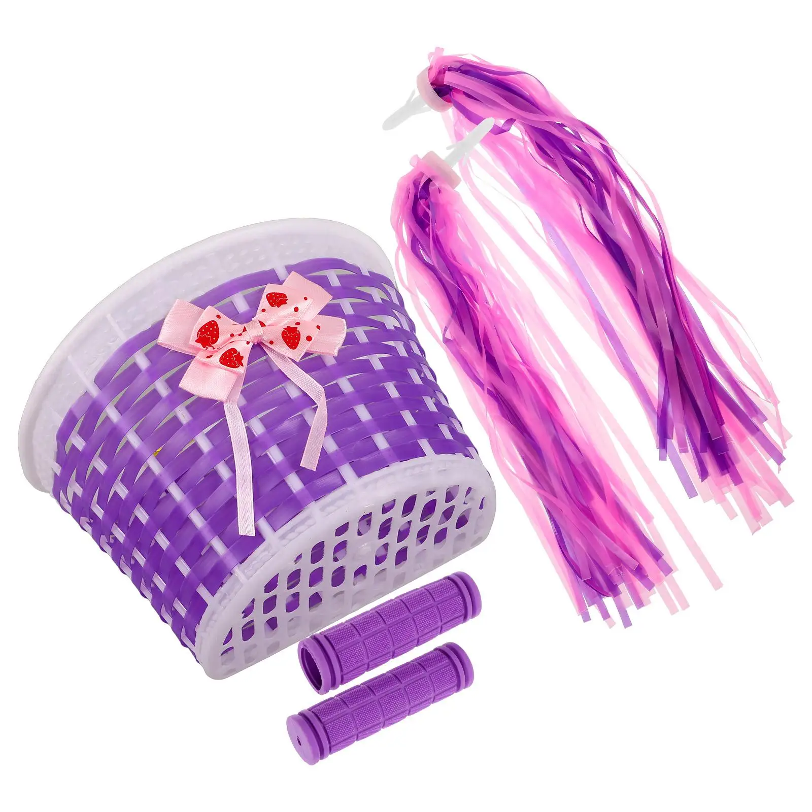 

Kids Bike Accessories Colorful Woven Toddler Baskets Bicycle Storage Plastic Scooter Basket Girls Bike Basket Handlebar