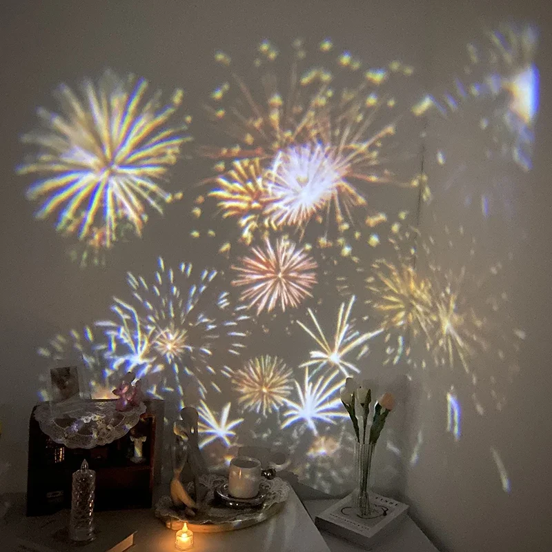 Ins Fireworks Projection Lamp Birthday Party Decor Night Light