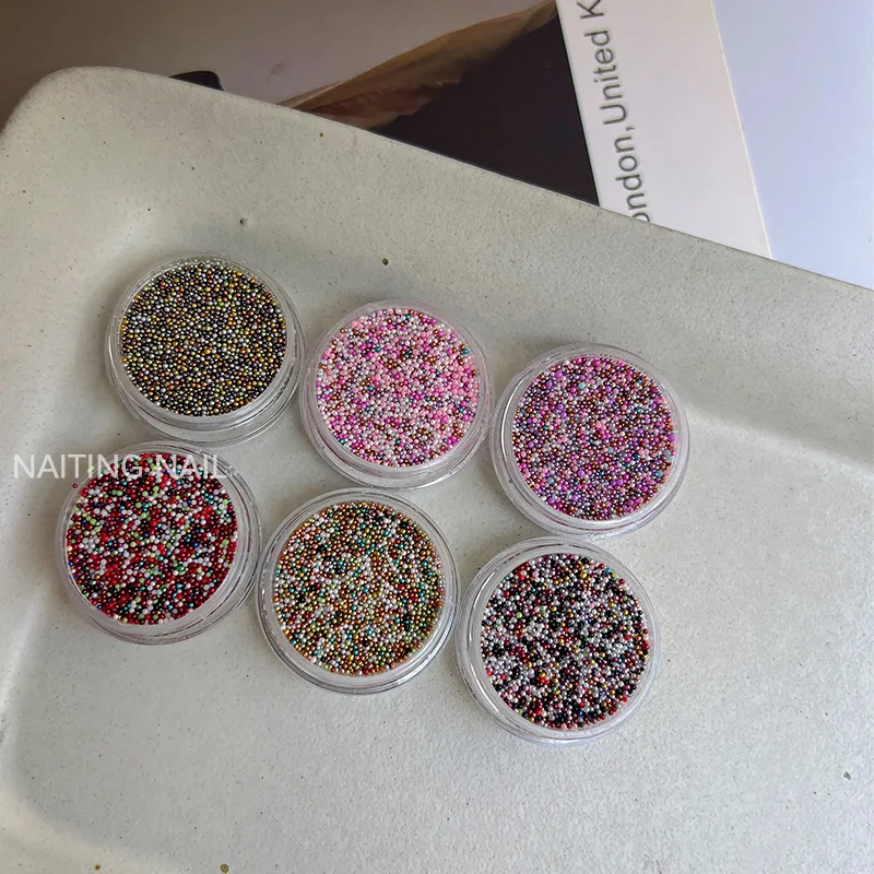 Akcesoria do zdobienia paznokci w stylu koreańskim z kolorowym kawiorowym wzorem, dekoracje do paznokci.