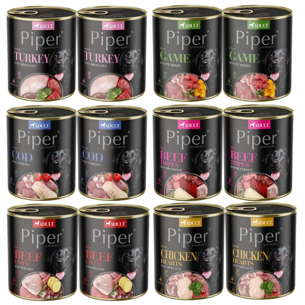 Valley of the Noteć Piper comida húmeda para perros Mezcla de sabores 12x800g