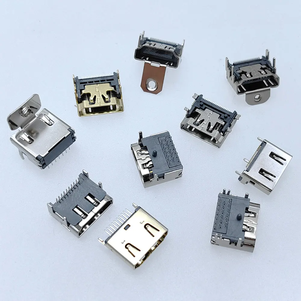 10Pcs HDMI-Compatible HD Interface Connector SMD 19 Pin 19P Vertical Right Angle Socket Surface Mound PCB Receptacle