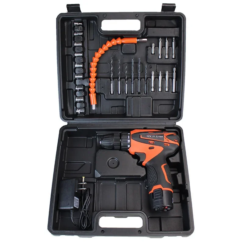 Multifunctional Electric Hand Drill Maintenance Tool Set Lithium Electric Screwdriver Toolbox Home Improvement Tool 26 Pieces