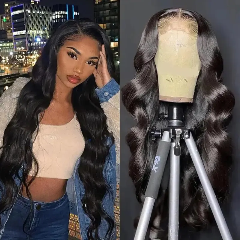 Rosabeauty 32Inches HD 13X6 Lace Frontal Human Hair Wigs Body Wave 13X4 Transparent Lace Front Glueless Water Wave 180% Density