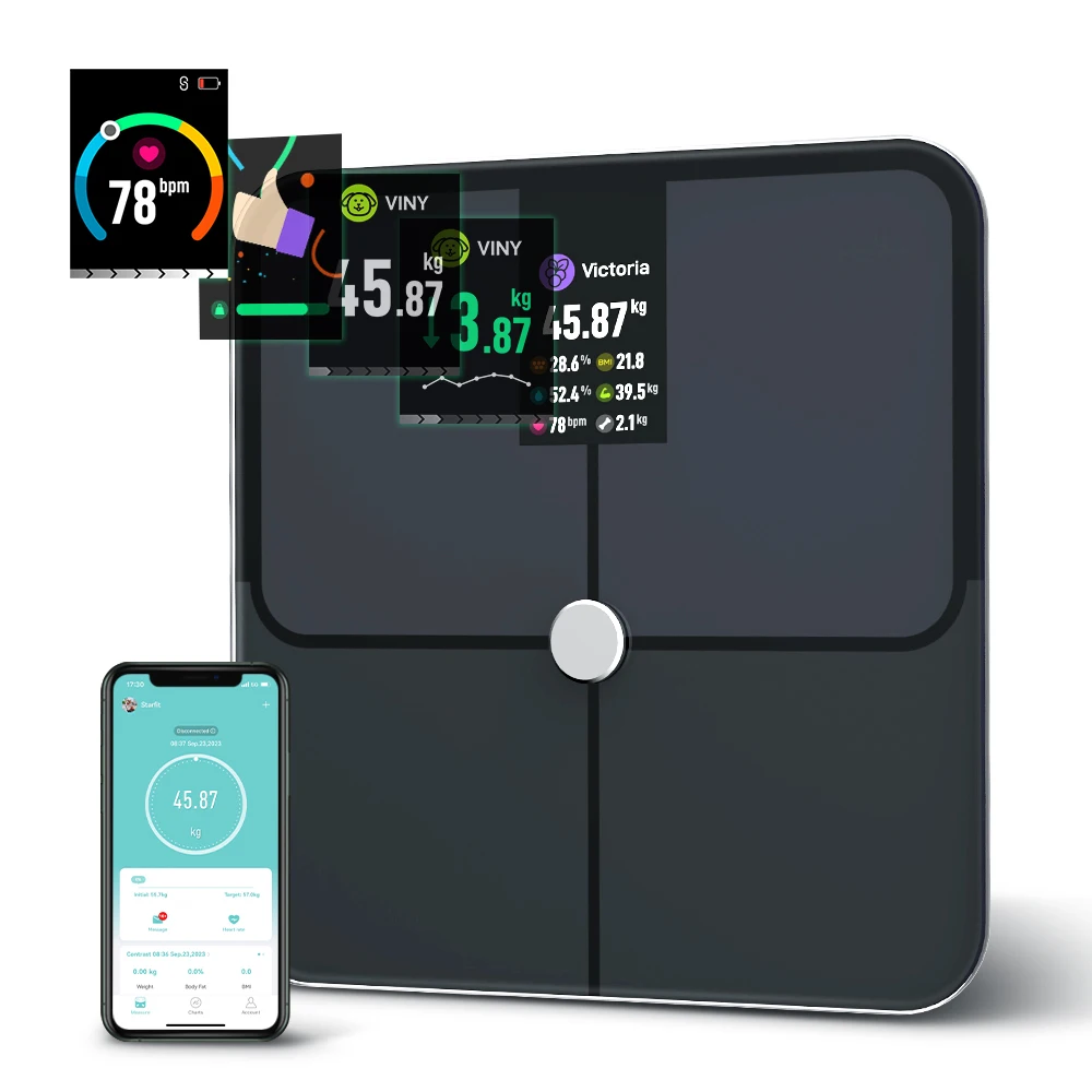 

Digital Body Fat Scales, Human Body Scale, Smart TFT Color Screen, Heart Rate, Precise and Professional Smart body Weight Scale