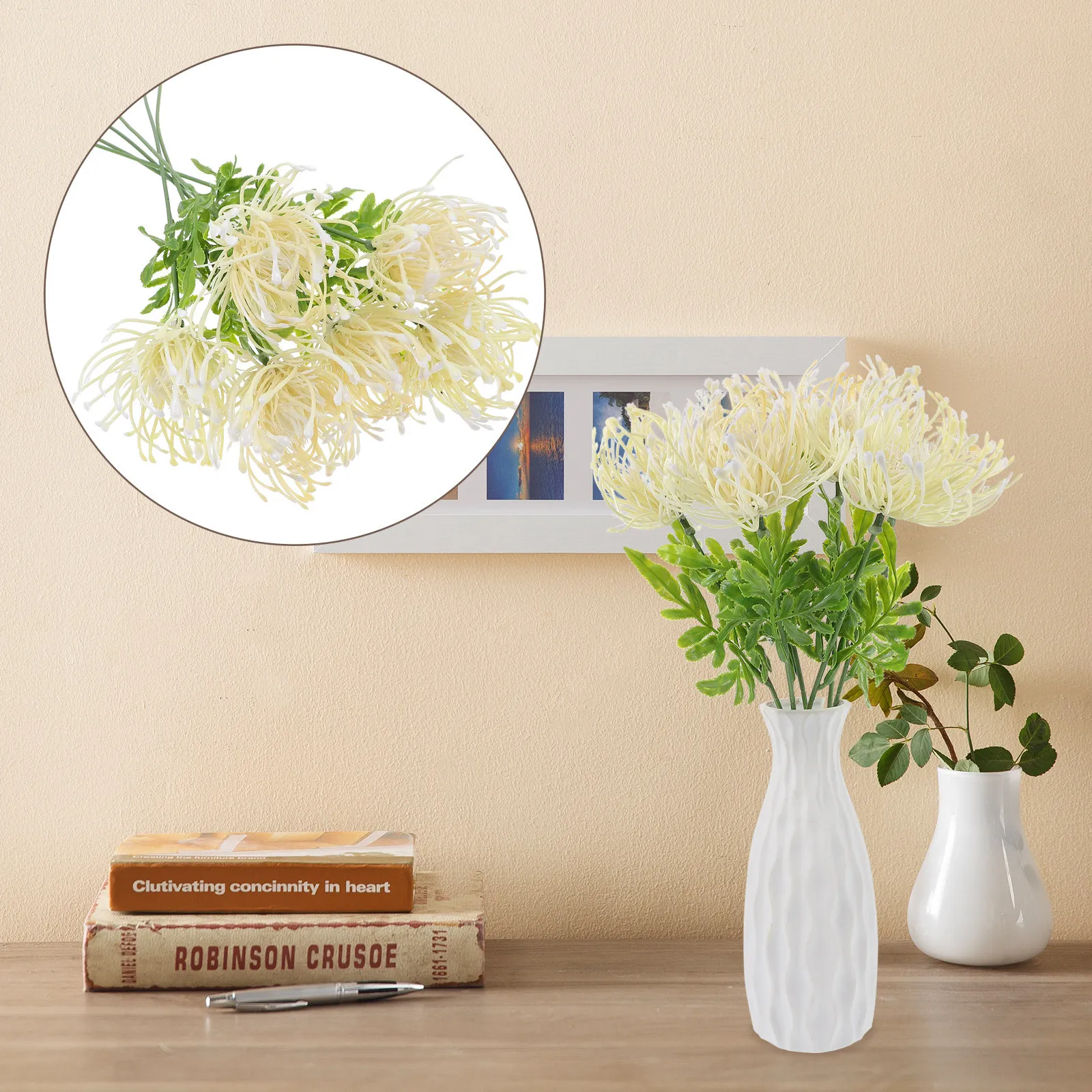 

6pcs Artificial Flowers Yellow Lifelike Fake Flower Stems For Home Party Decor Bouquet Arrangement Diy Table Wedding Decoration