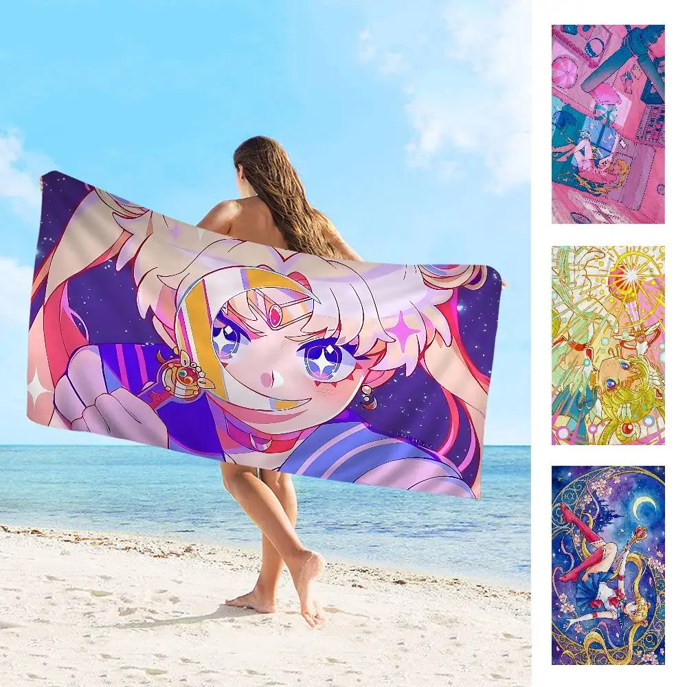 Magical Girl Anime S-Sailor M-Moon Big Microfiber Beach Towels Quick Dry Towel Sand Beach Towels Pool Towel for Travel Swim Yoga