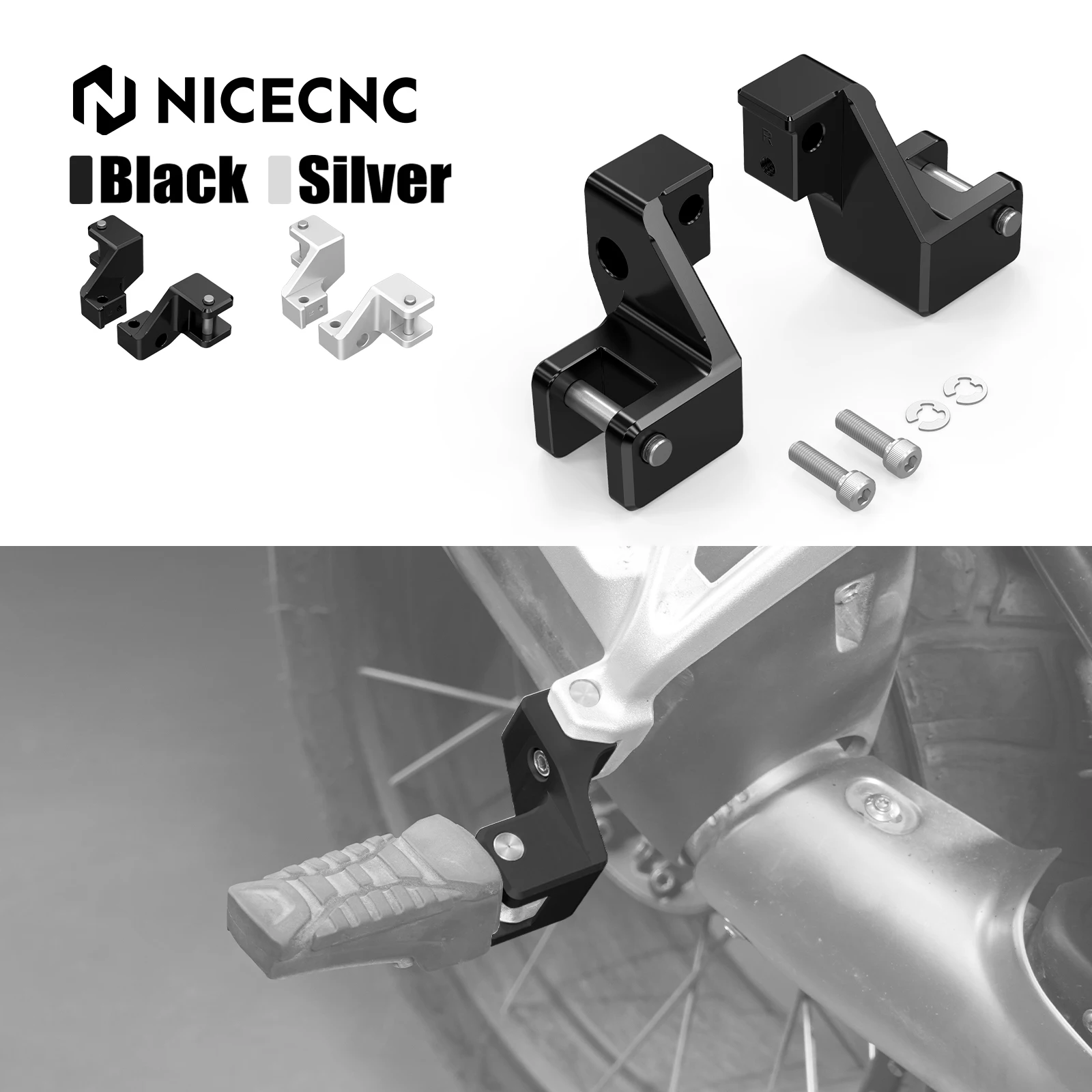 For BMW R 1250 GS R1250GS Adventure 2018-2024 NICECNC Passenger Footrest Lowering Kit R1250GS 2018-2023 R1250GSA R1250GS ADV