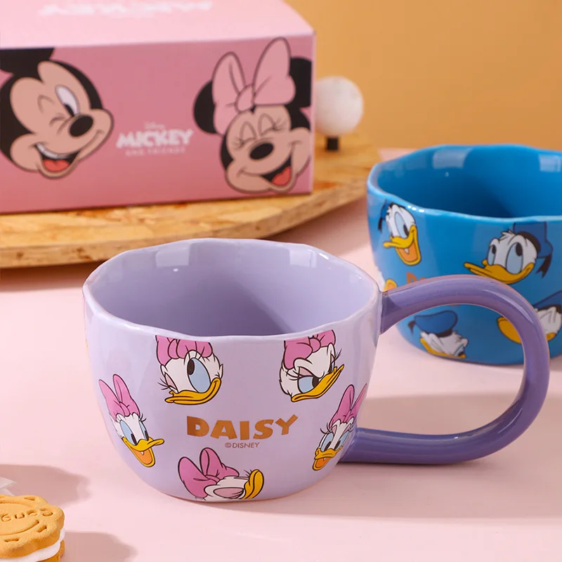 Disney Mickey Minnie Big Ears Mug Cute Big Handle Home Donald Duck Creative Cartoon Ceramic Mug Coffee Breakfast Birthday Gift