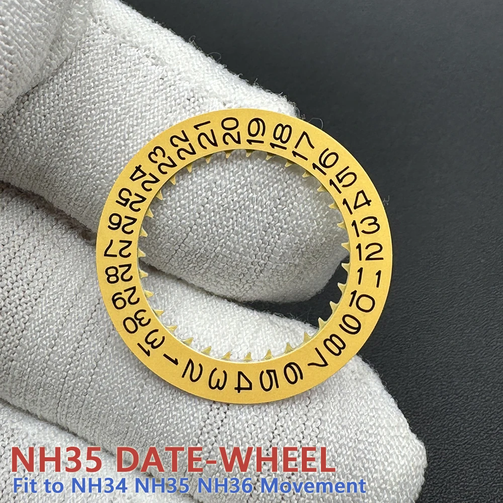 Mod Yellow Date-wheel Fit to NH34 NH35 NH36 Movement Customized NH35 Disc Parts Yellow-Black Text Date Parts