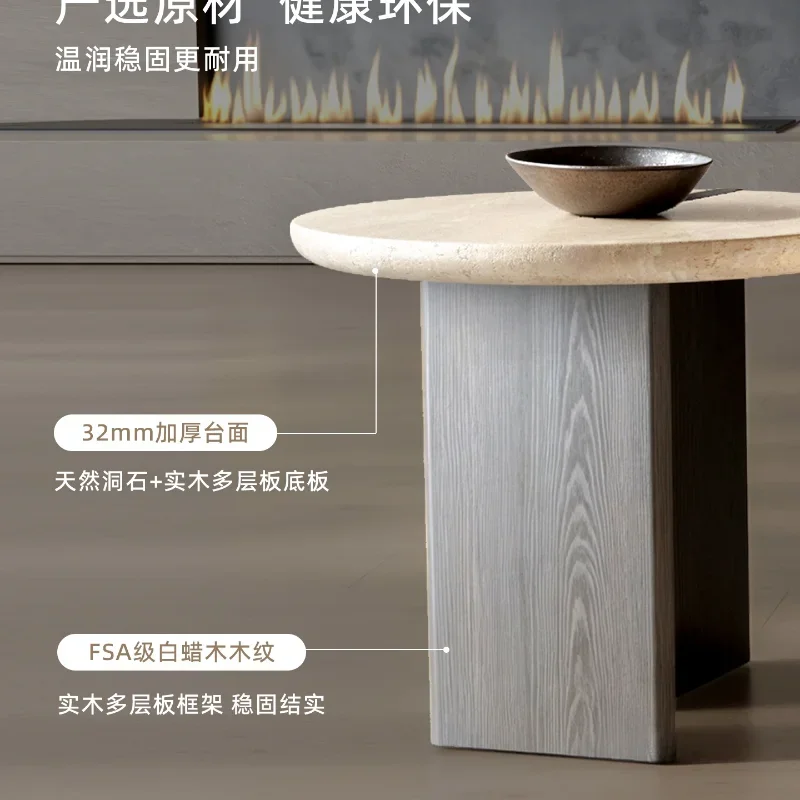 طاولة قهوة من الحجر الجيري الطبيعي النقي لغرفة المعيشة طاولة قهوة رخامية من الخشب الصلب في العصور الوسطى #5