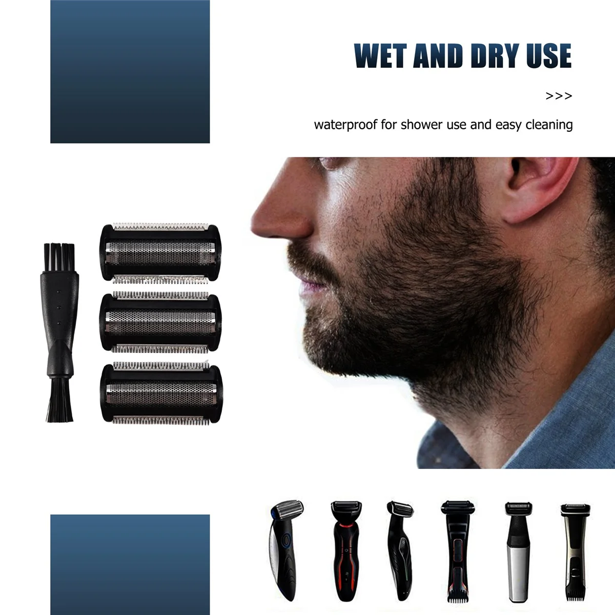 Confezione da 3 rifinitore di ricambio per testina di rasoio per Philips Bodygroom BG 2024 - 2040 S11 YSS2 serie YSS3 con pennello