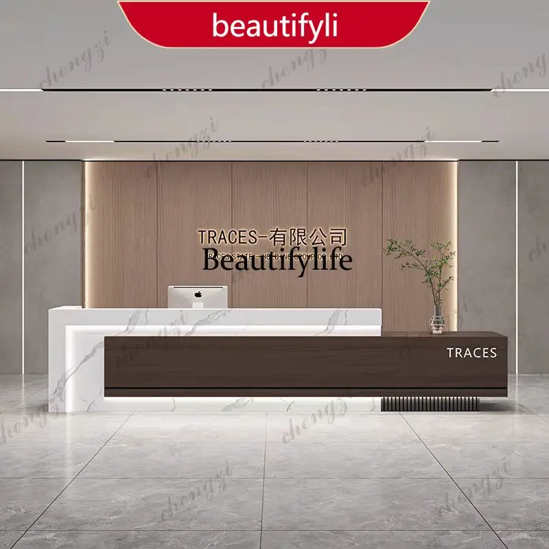 M45  Modern Simple Reception Desk Baking Paint Company Hotel Lobby Reception Cabinet Bar Checkout Page Rezeption Theke
