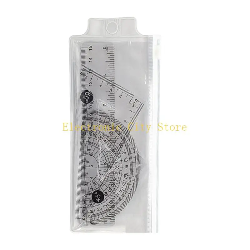 

4 Pcs 15cm Ruler Set Geometry Set Triangle Ruler Math Protractor Drawing Tool School Supplies for Student Boys Girl HU8D