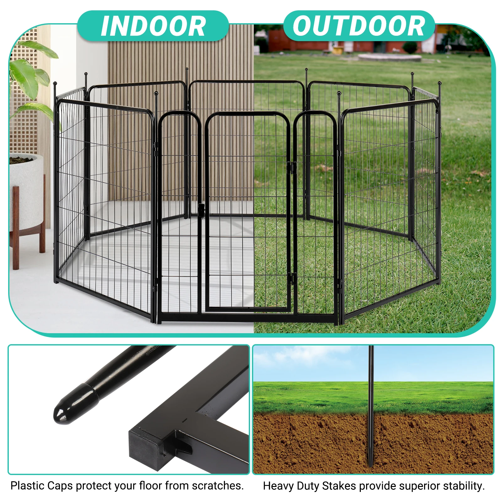 70 * 80cm spliced 8-piece iron pet fence