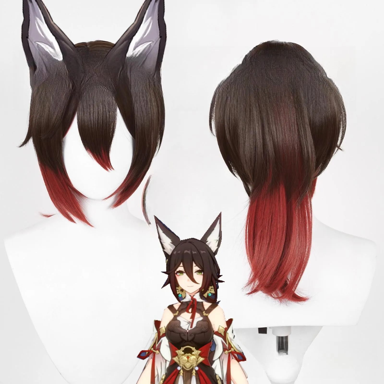 Peruka cosplay Teng Yun z gry Star Rail z gradientem, pojedynczym kucykiem i spinką typu tiger clip.