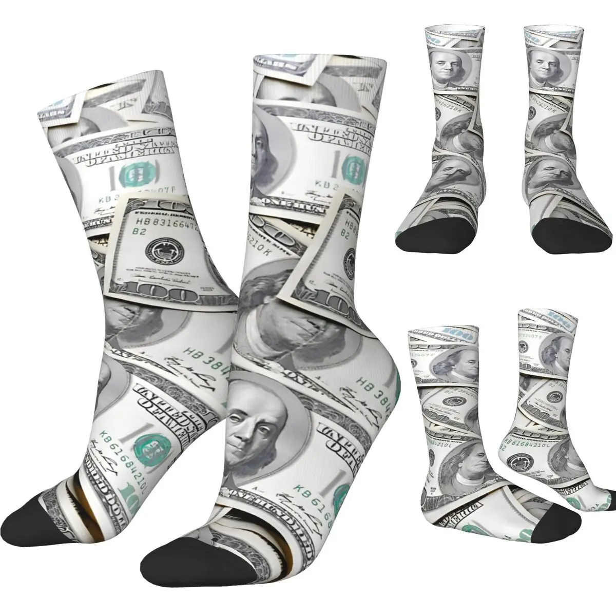 One Hundred Dollar Bills Stockings Men American currency bank notes Socks Quality Funny Socks Spring Cycling Anti Skid Socks