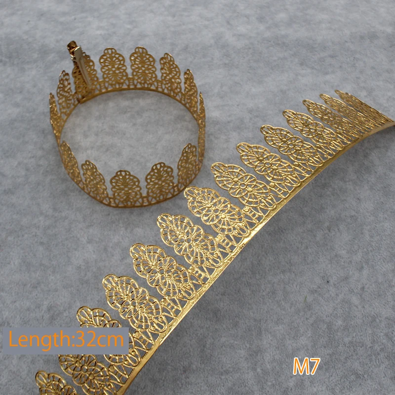 1 Meter DIY Men\'s Gold Tone Alloy Big Round Crown Hollow King Hair Accessory For Lolita Birthday Party Halo Base Basis