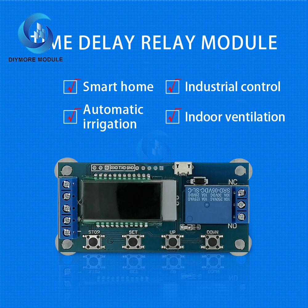 Module de relais temporisé à écran LCD DC5-30V avec MICRO USB
