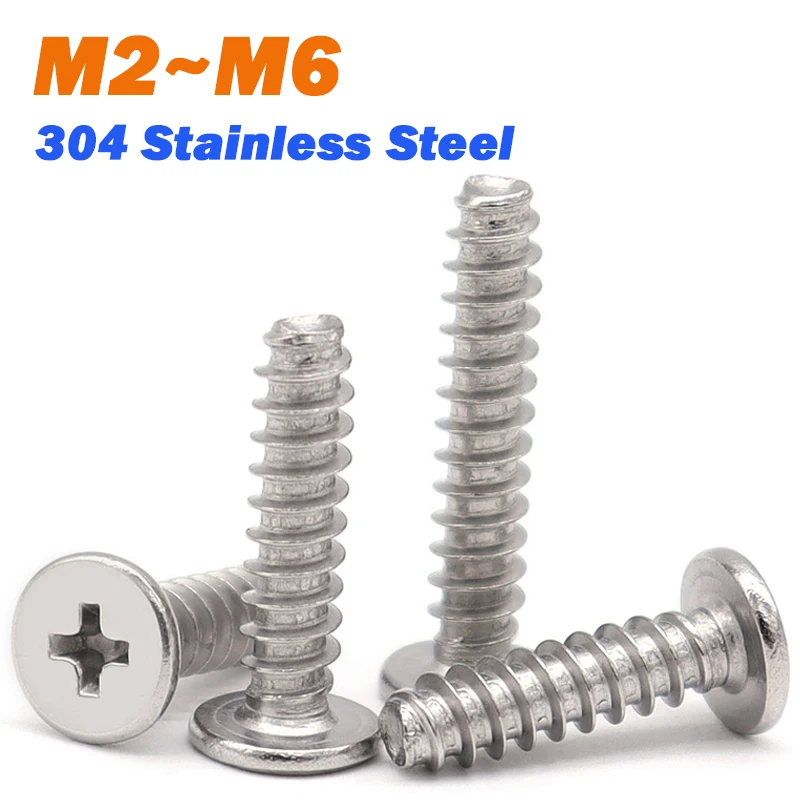 رقيقة جدا شقة رئيس عبر التنصت المسمار M2 ~ M6 304 الفولاذ المقاوم للصدأ شقة الذيل رقاقة رئيس التنصت المسمار لمروحة الكمبيوتر المحمول