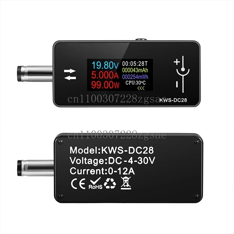 DC4~ 30V 0~ 12A Voltage Ammeter Power Meter 0.96 Inch Screen Tester DC5.5 * 2.5 Interface