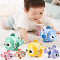 Baby Toys Wind Up Fish Toys Tail Wagging Fish Kids Bath Toys Development Learning Tummy Time Crawling Toy for Babies 6 12